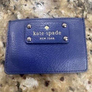 Kate Spade Wellesley Graham Card Case in Blue Leather.
